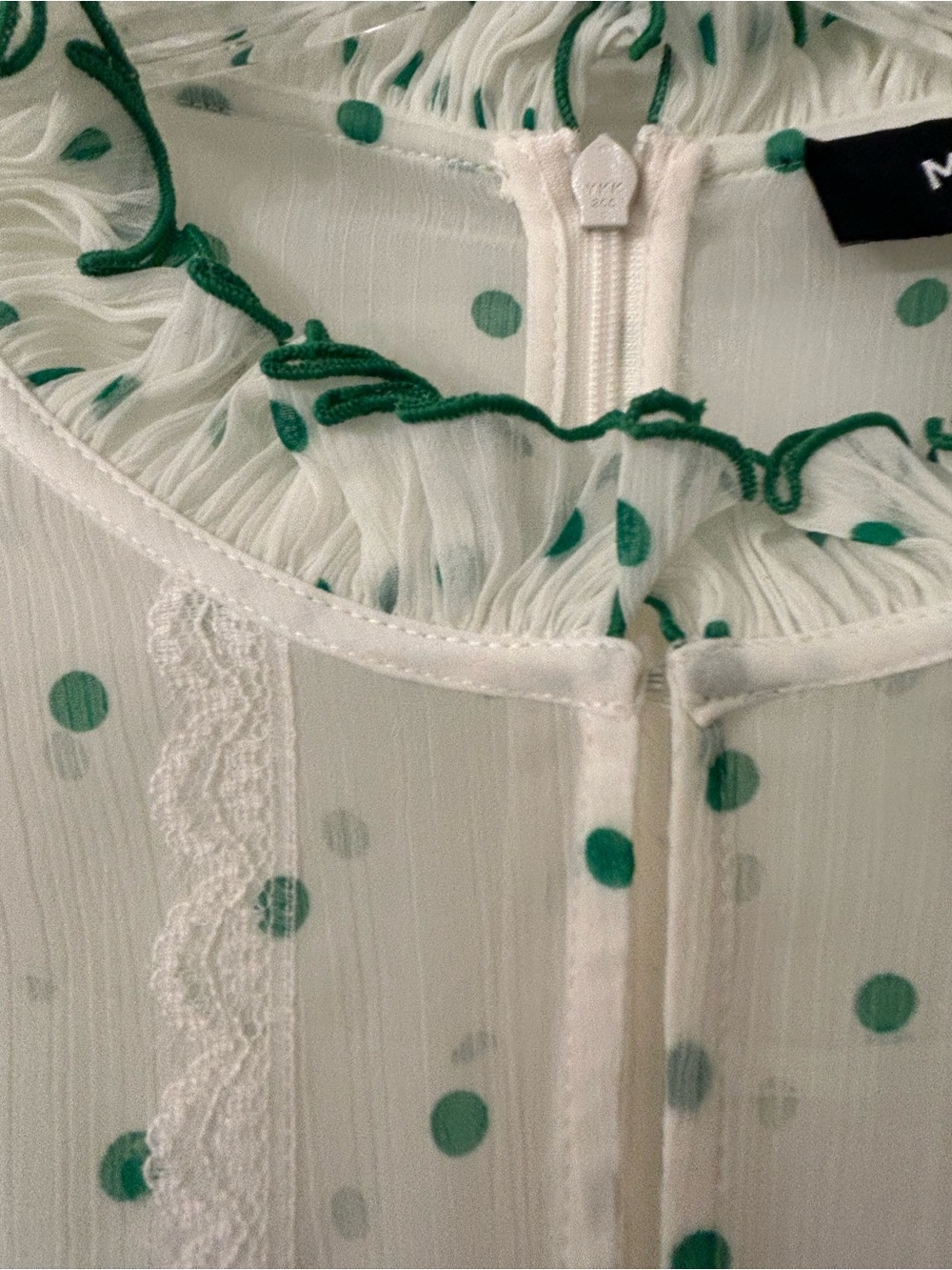 ME+EM Sheer White with Green Polka Dots maxi dress - Picture 3 of 6